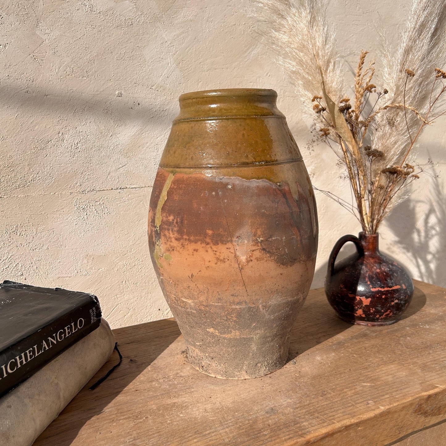 Clay vase, rustic vase, earthenware vase, pottery vase,  wabi sabi pottery, vase, primitive vessel, primitive vase, vessel, earthenware, rustic vessel, clay pot, large terracotta pot, france pottery, antique olive jar, flower vase, france conflit pot