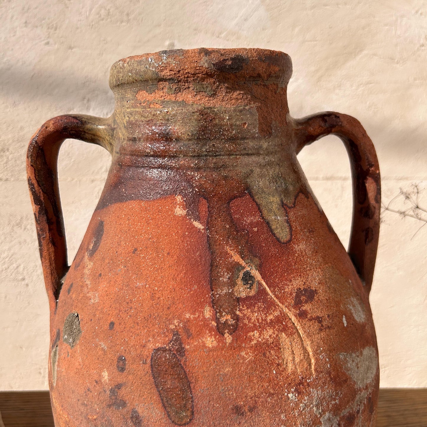 Clay vase, rustic vase, earthenware vase, pottery vase,  wabi sabi pottery, vase, primitive vessel, primitive vase, vessel, earthenware, rustic vessel, clay pot, large terracotta pot, france pottery, antique olive jar, flower vase, france conflit pot