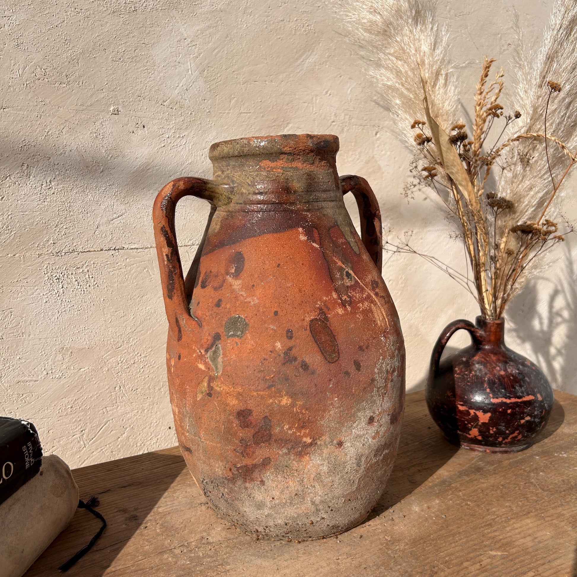 Clay vase, rustic vase, earthenware vase, pottery vase,  wabi sabi pottery, vase, primitive vessel, primitive vase, vessel, earthenware, rustic vessel, clay pot, large terracotta pot, france pottery, antique olive jar, flower vase, france conflit pot