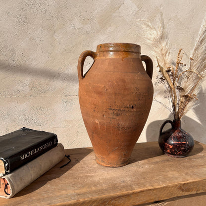 Clay vase, rustic vase, earthenware vase, pottery vase,  wabi sabi pottery, vase, primitive vessel, primitive vase, vessel, earthenware, rustic vessel, clay pot, large terracotta pot, france pottery, antique olive jar, flower vase, france conflit pot