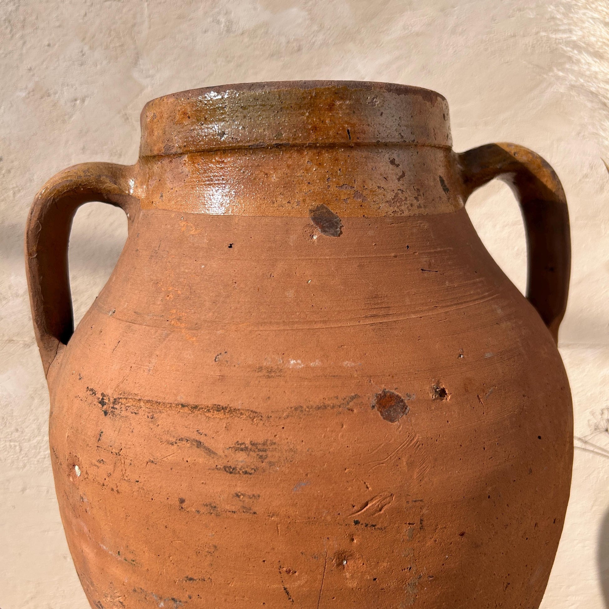 Clay vase, rustic vase, earthenware vase, pottery vase,  wabi sabi pottery, vase, primitive vessel, primitive vase, vessel, earthenware, rustic vessel, clay pot, large terracotta pot, france pottery, antique olive jar, flower vase, france conflit pot