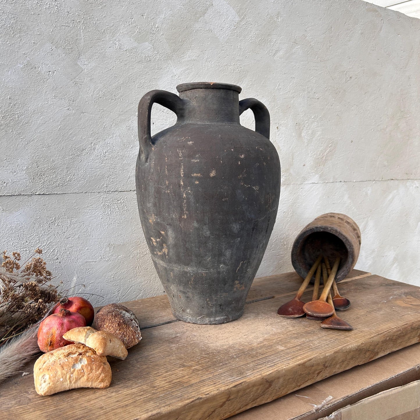 Clay vase, rustic vase, earthenware vase, pottery vase,  wabi sabi pottery, vase, primitive vessel, primitive vase, vessel, earthenware, rustic vessel, clay pot, large terracotta pot, france pottery, antique olive jar, flower vase, france conflit pot