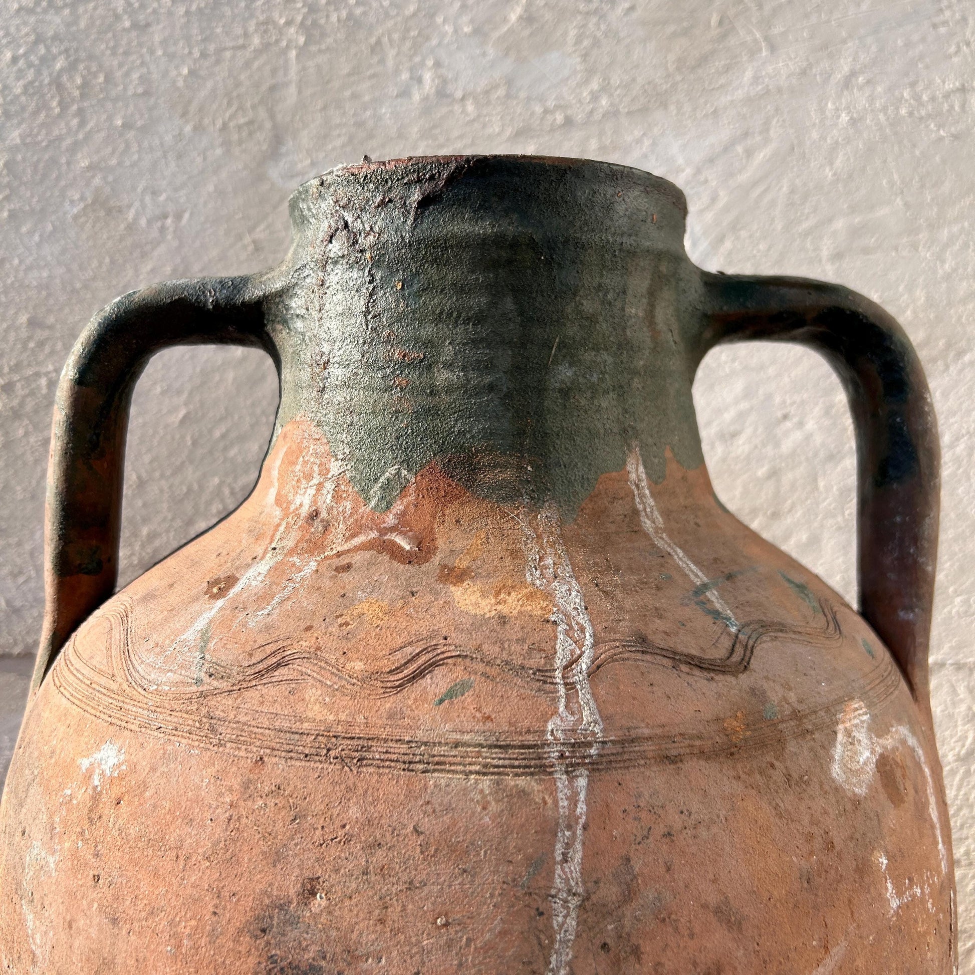 Clay vase, rustic vase, earthenware vase, pottery vase,  wabi sabi pottery, vase, primitive vessel, primitive vase, vessel, earthenware, rustic vessel, clay pot, large terracotta pot, france pottery, antique olive jar, flower vase, france conflit pot