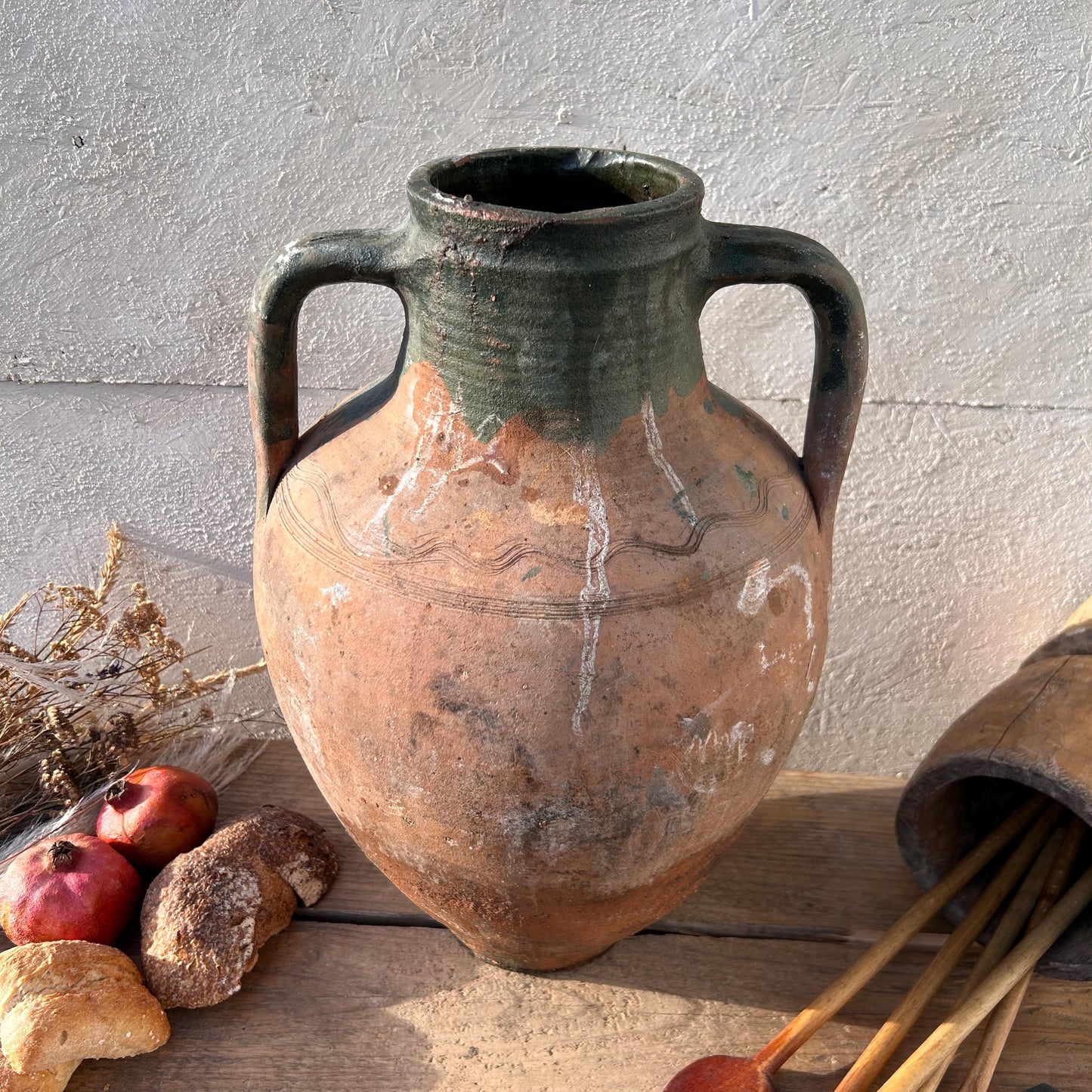 Clay vase, rustic vase, earthenware vase, pottery vase,  wabi sabi pottery, vase, primitive vessel, primitive vase, vessel, earthenware, rustic vessel, clay pot, large terracotta pot, france pottery, antique olive jar, flower vase, france conflit pot