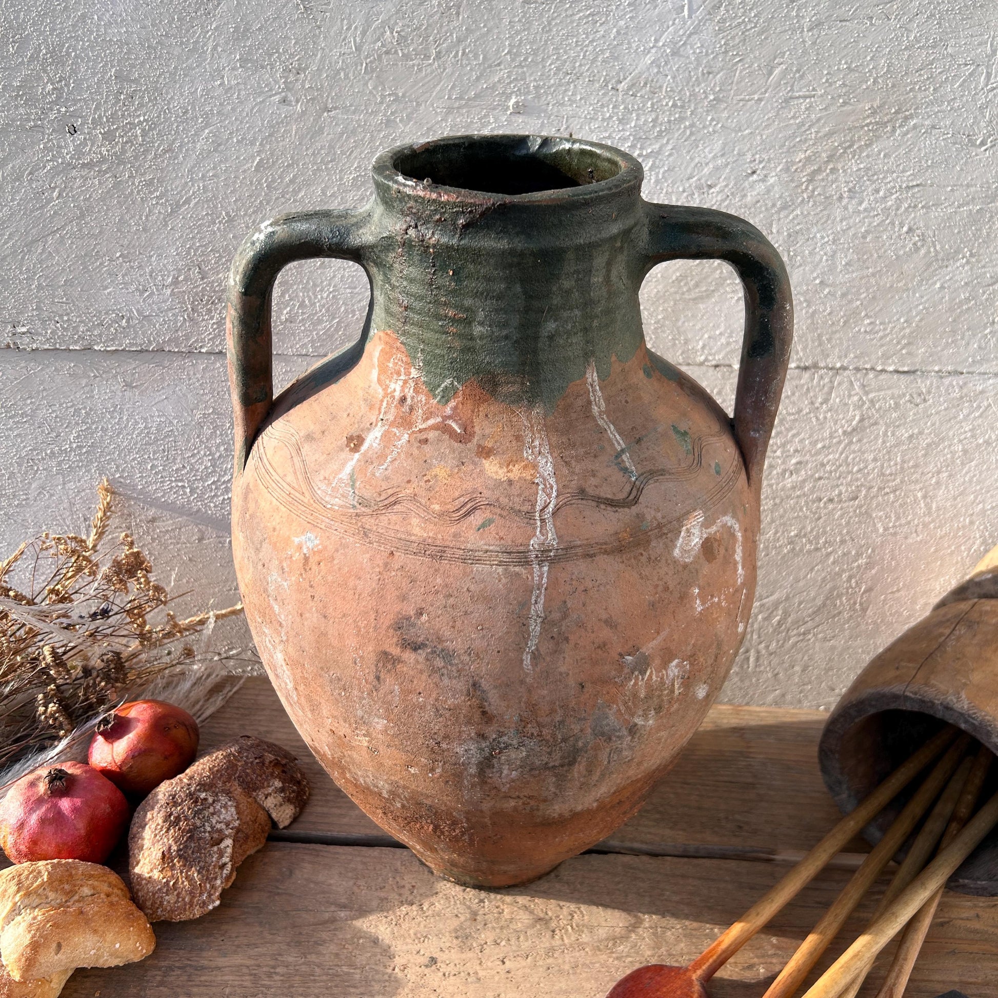 Clay vase, rustic vase, earthenware vase, pottery vase,  wabi sabi pottery, vase, primitive vessel, primitive vase, vessel, earthenware, rustic vessel, clay pot, large terracotta pot, france pottery, antique olive jar, flower vase, france conflit pot