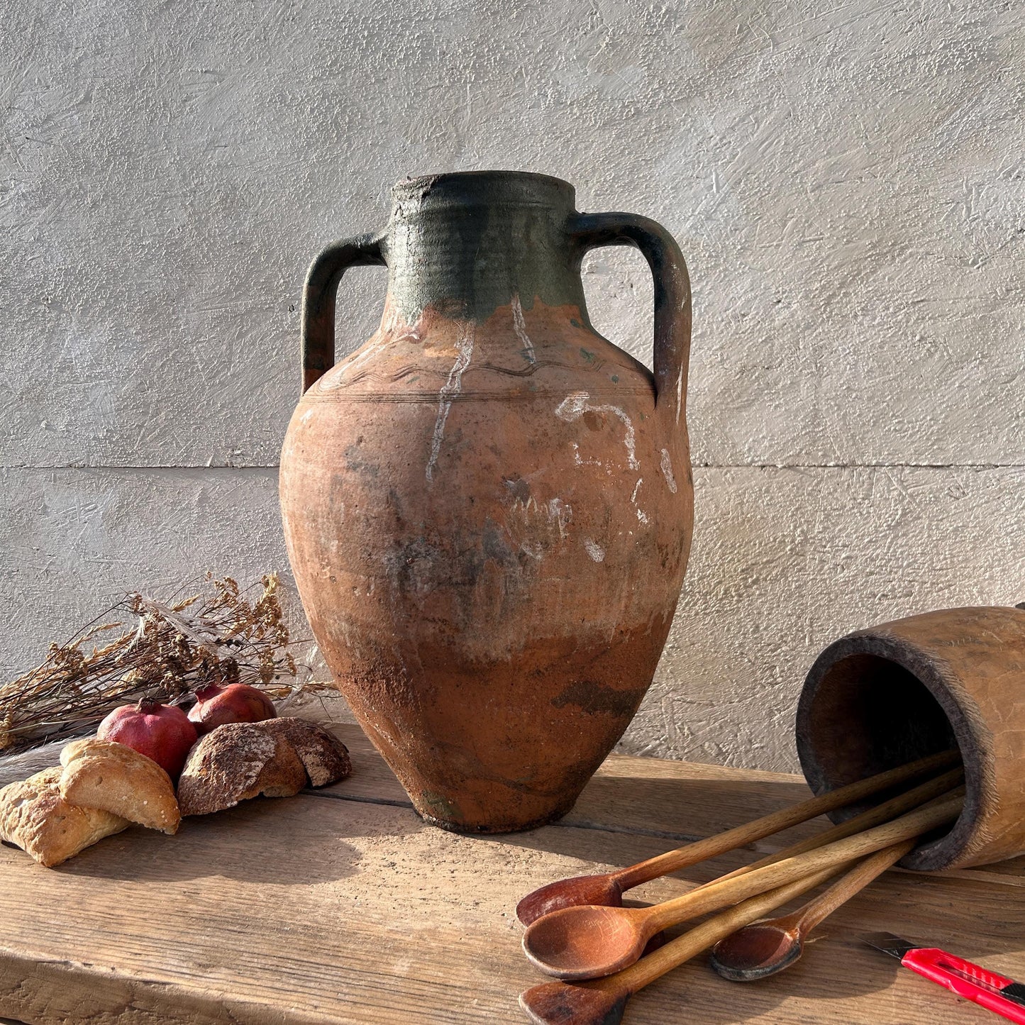 Clay vase, rustic vase, earthenware vase, pottery vase,  wabi sabi pottery, vase, primitive vessel, primitive vase, vessel, earthenware, rustic vessel, clay pot, large terracotta pot, france pottery, antique olive jar, flower vase, france conflit pot