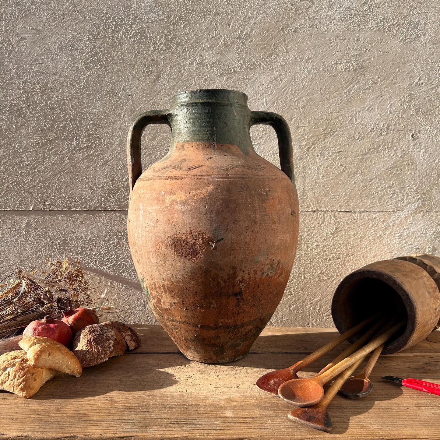 Clay vase, rustic vase, earthenware vase, pottery vase,  wabi sabi pottery, vase, primitive vessel, primitive vase, vessel, earthenware, rustic vessel, clay pot, large terracotta pot, france pottery, antique olive jar, flower vase, france conflit pot