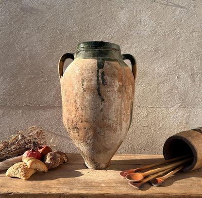 Clay vase, rustic vase, earthenware vase, pottery vase,  wabi sabi pottery, vase, primitive vessel, primitive vase, vessel, earthenware, rustic vessel, clay pot, large terracotta pot, france pottery, antique olive jar, flower vase, france conflit pot