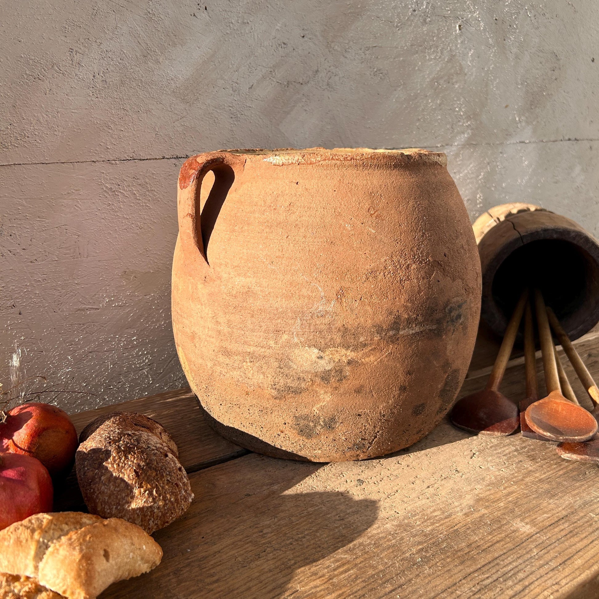 Clay vase, rustic vase, earthenware vase, pottery vase,  wabi sabi pottery, vase, primitive vessel, primitive vase, vessel, earthenware, rustic vessel, clay pot, large terracotta pot, france pottery, antique olive jar, flower vase, france conflit pot