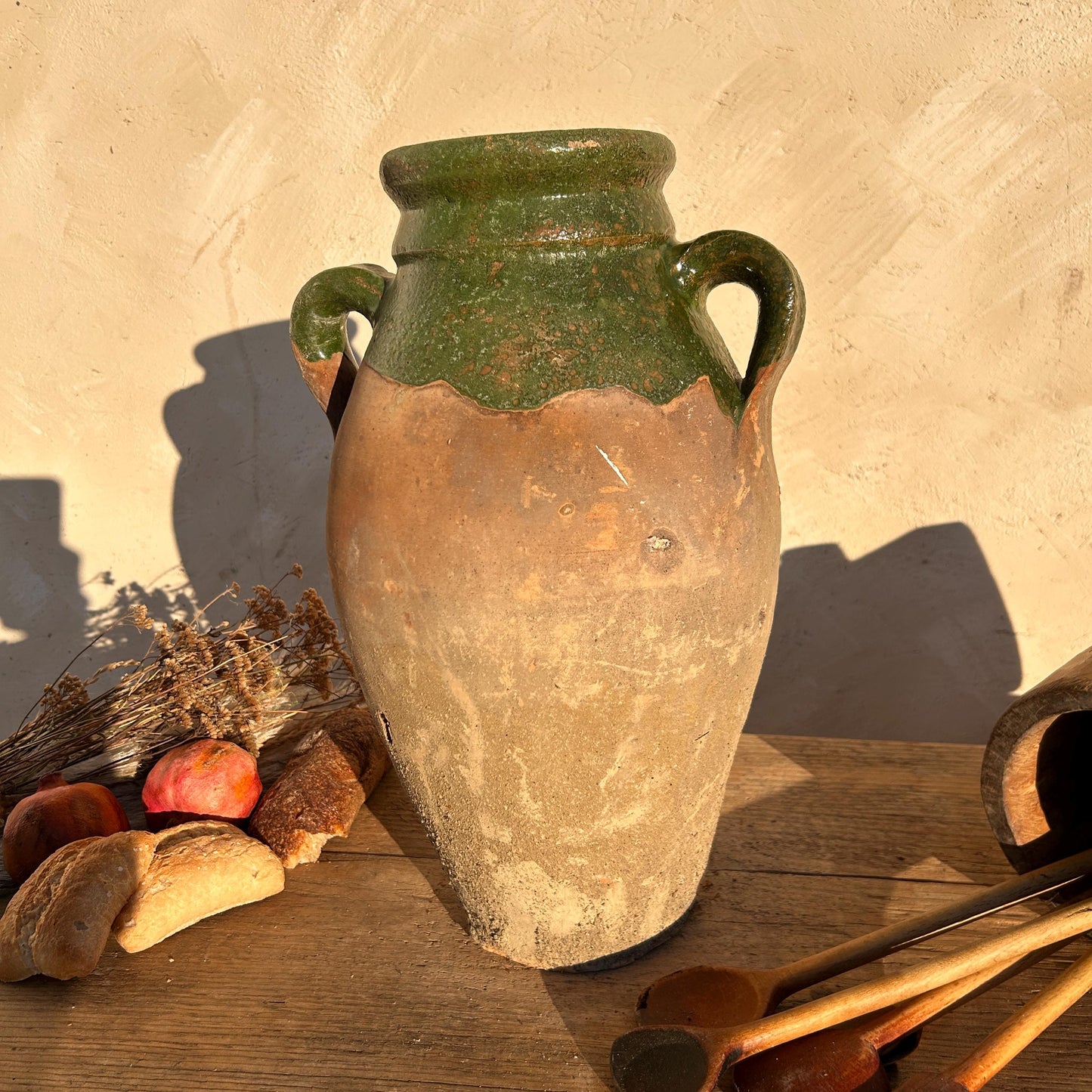 Clay vase, rustic vase, earthenware vase, pottery vase,  wabi sabi pottery, vase, primitive vessel, primitive vase, vessel, earthenware, rustic vessel, clay pot, large terracotta pot, france pottery, antique olive jar, flower vase, france conflit pot